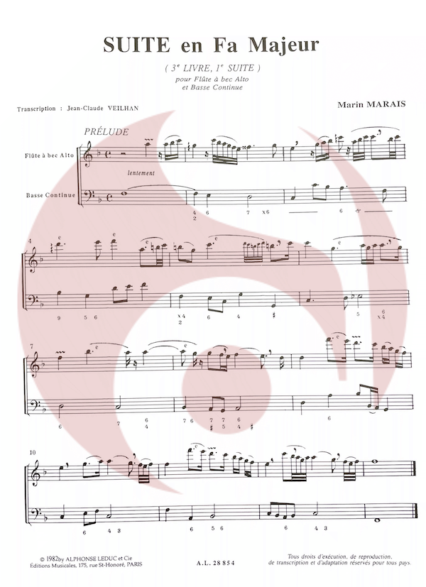 Suite para Flauta en Fa menor de Marais