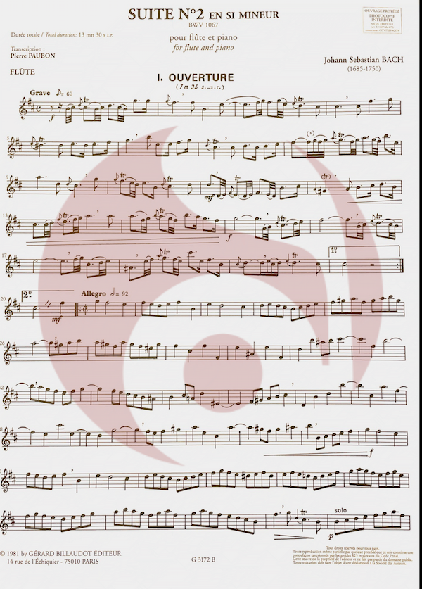 Suite 2 en Si menor para Flauta de J S BACH