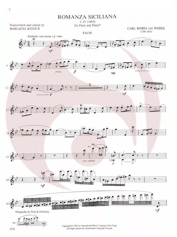 Romanza Siciliana para Flauta J 47 de Weber