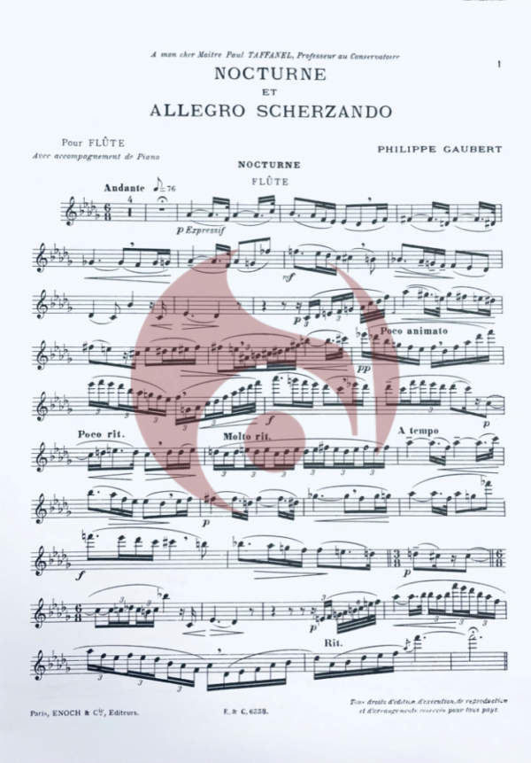 Nocturno Allegro Scherzando para flauta de Gaubert