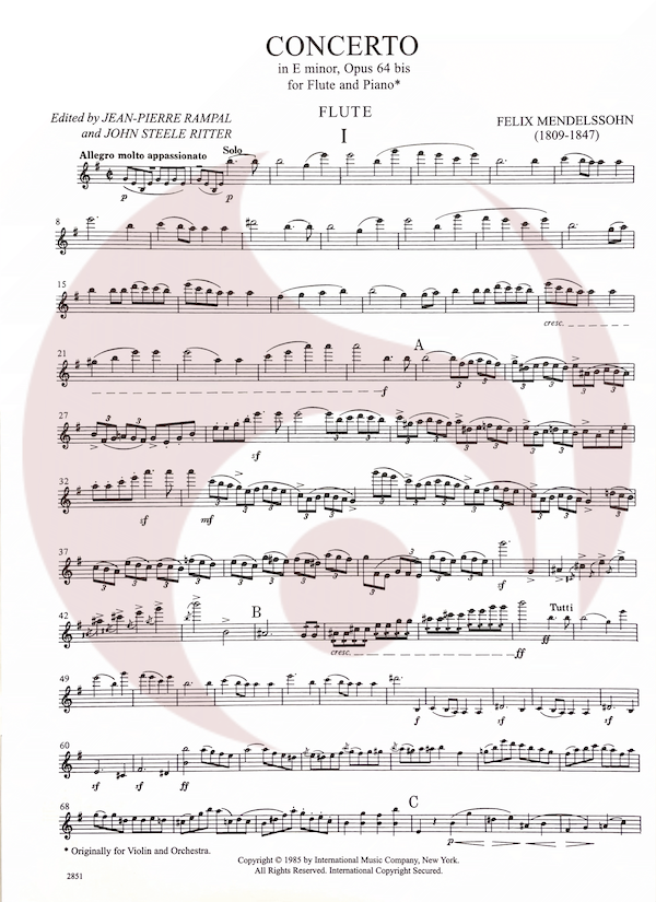 Concierto para Flauta en Mi menor op 64 bis de Mendelssohn