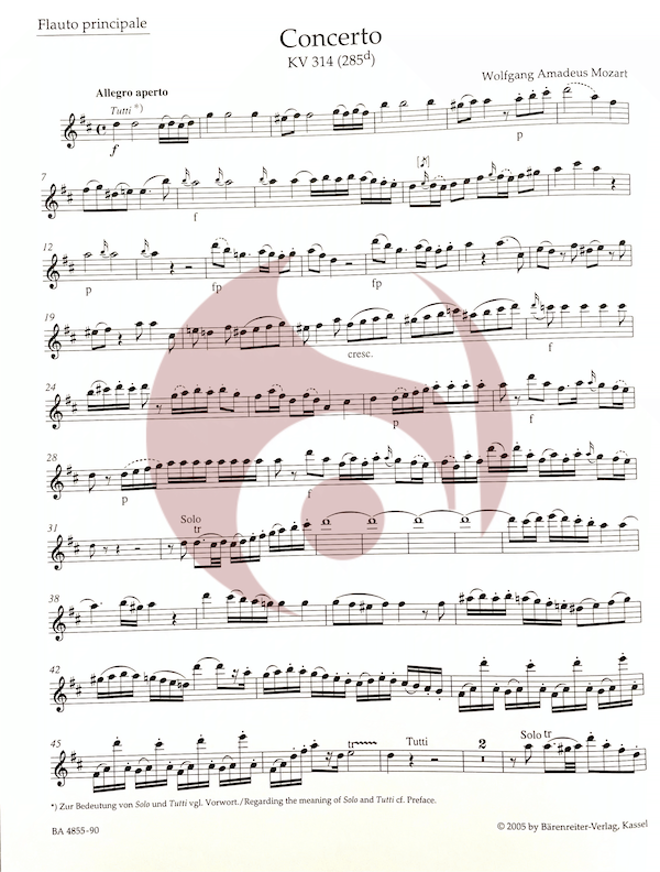Concierto en Re Mayor KV 314 para Flauta de Mozart